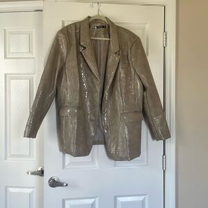 Faux leather crocodile blazer